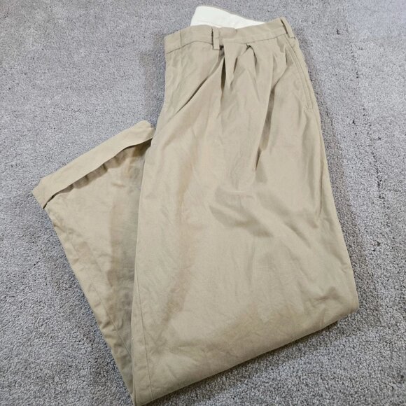 Polo Ralph Lauren Pants Mens 40 x 34 (Hemmed 28) Khaki Chino Pleated - Picture 1 of 11